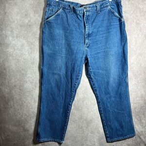 Vintage Ely Cattleman Carpenter Jeans Mens 44X30 Blue Medium Wash Denim USA Work